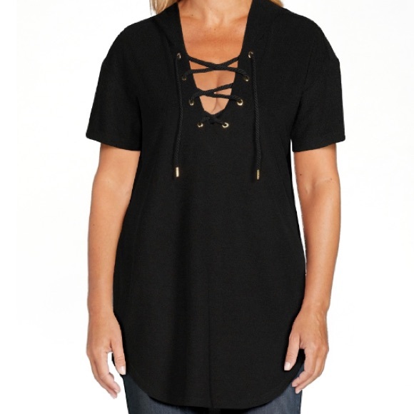 NWT Missy Lace Up hoodie Cover Up - Picture 2 of 7